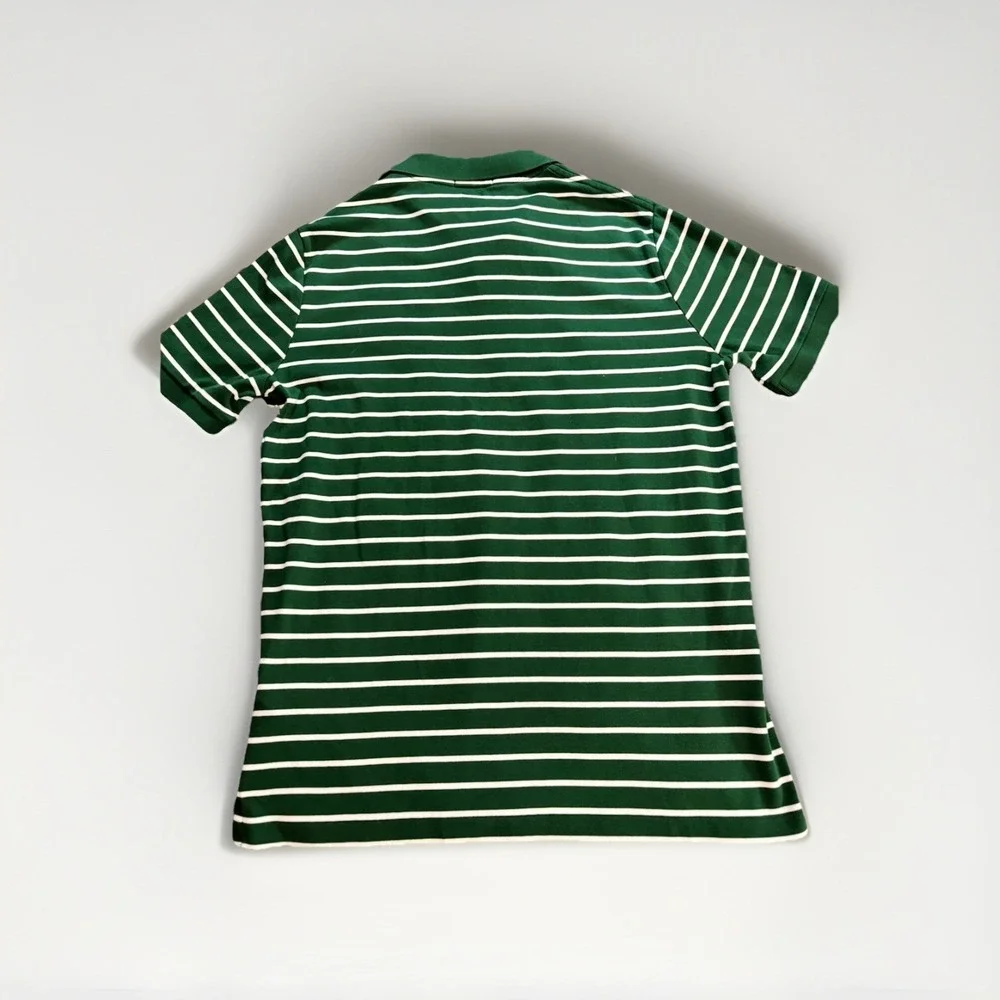 Polo Ralph Lauren Polo Shirt Classic Fit Green w/ White Stripe M Medium EUC